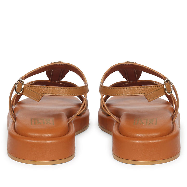 Melany Tan Leather Platform Sandals