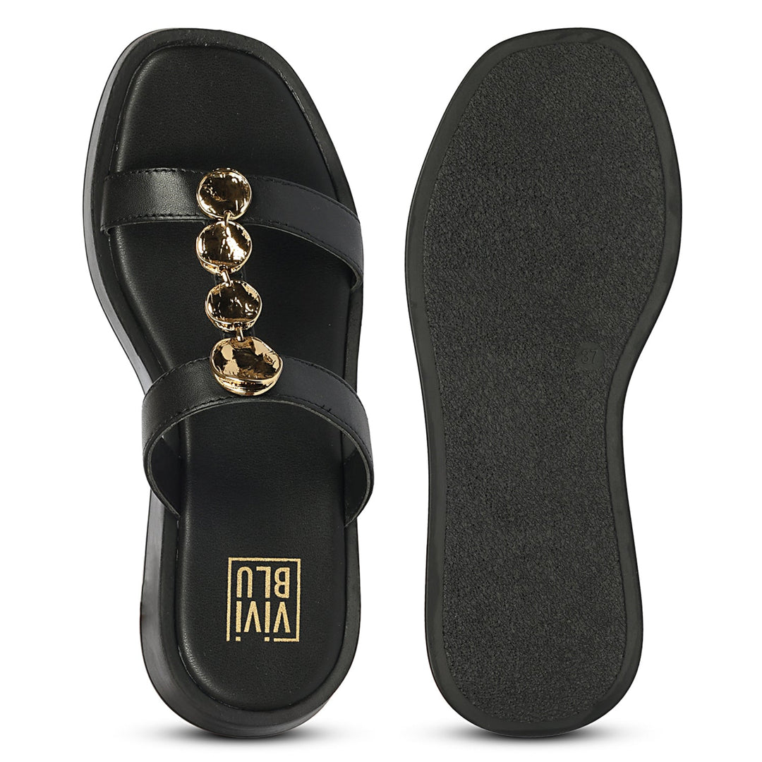 Sariyah Black Leather Platform Sandals