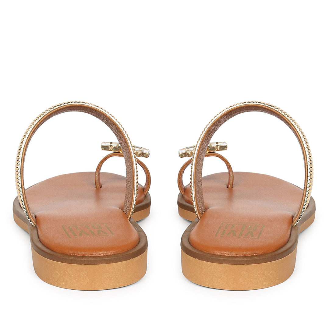Stevie Tan Leather Flat Sandals