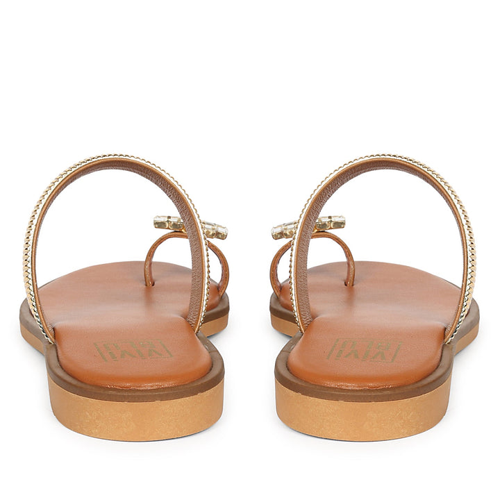 Stevie Tan Leather Flat Sandals