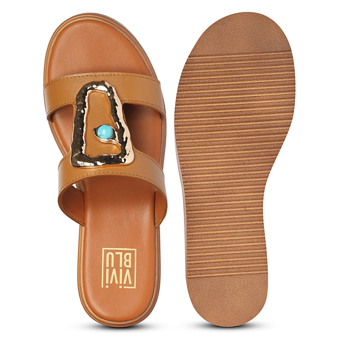 Freja Tan Leather Platform Sandals