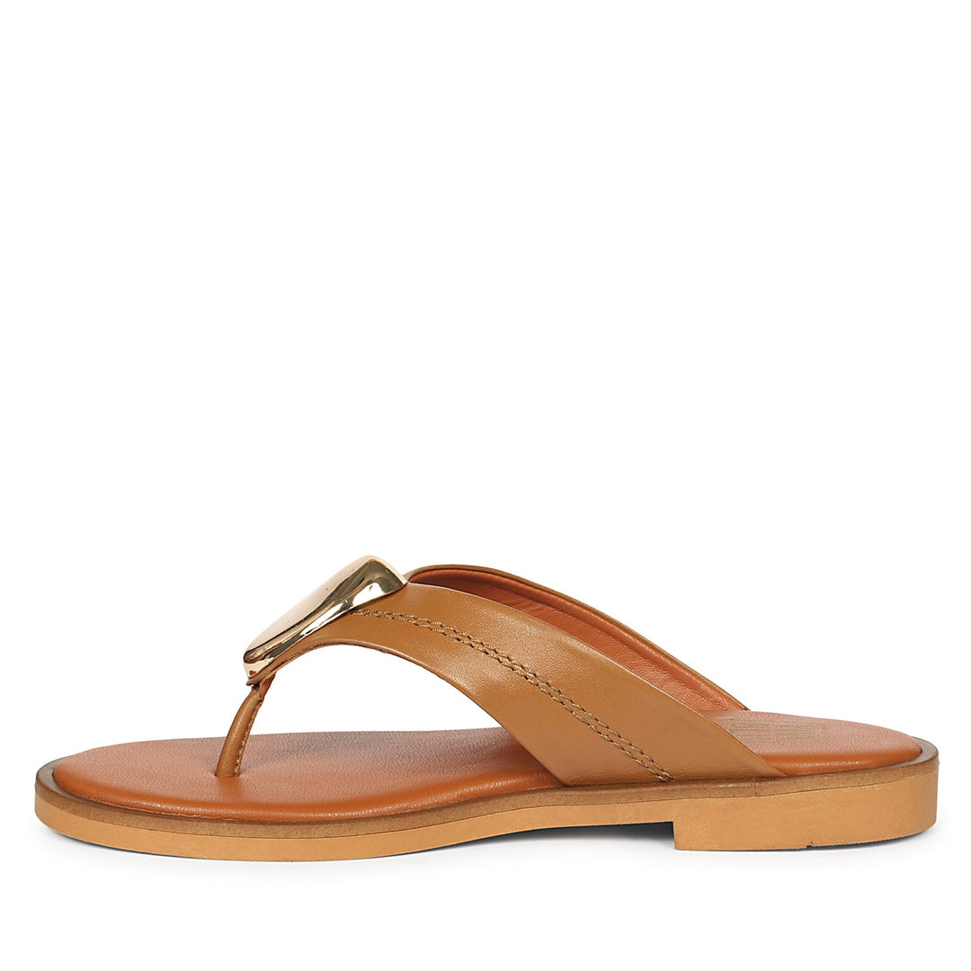 Leyla Tan Leather Flat Sandals
