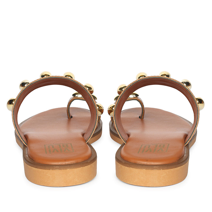 Maren Tan Leather Flat Sandals