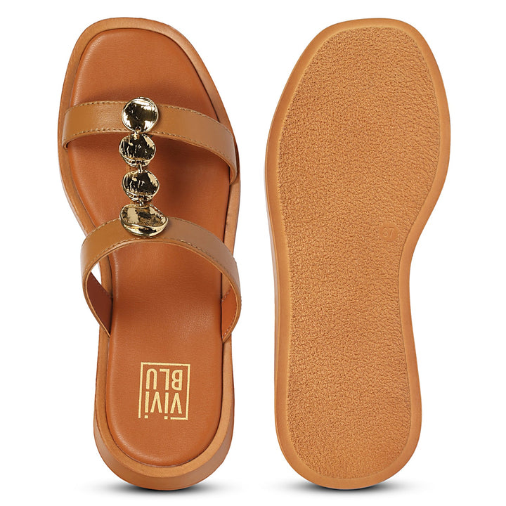 Sariyah Tan Leather Platform Sandals