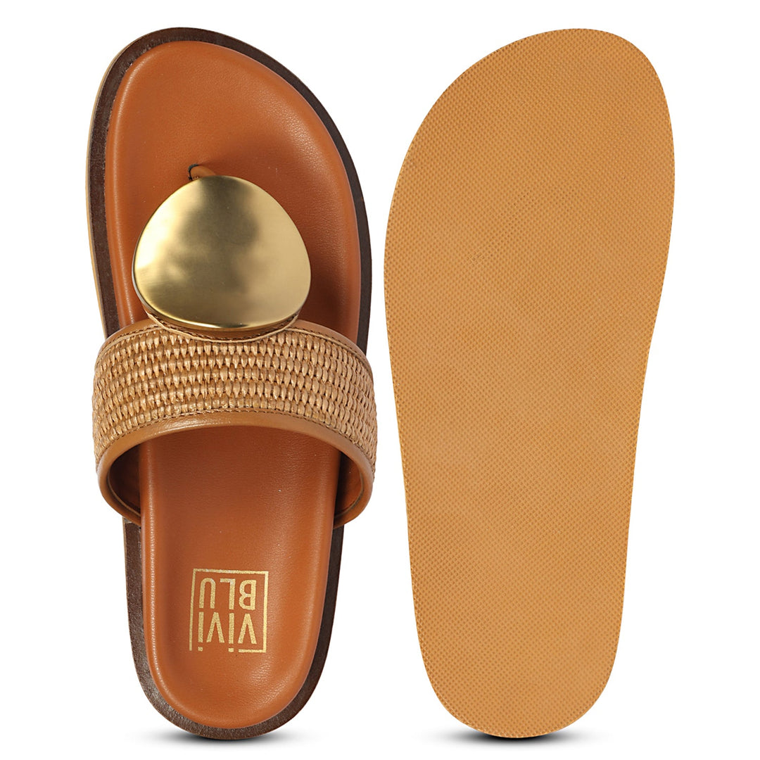 Nora Tan Leather Footbed Sandals