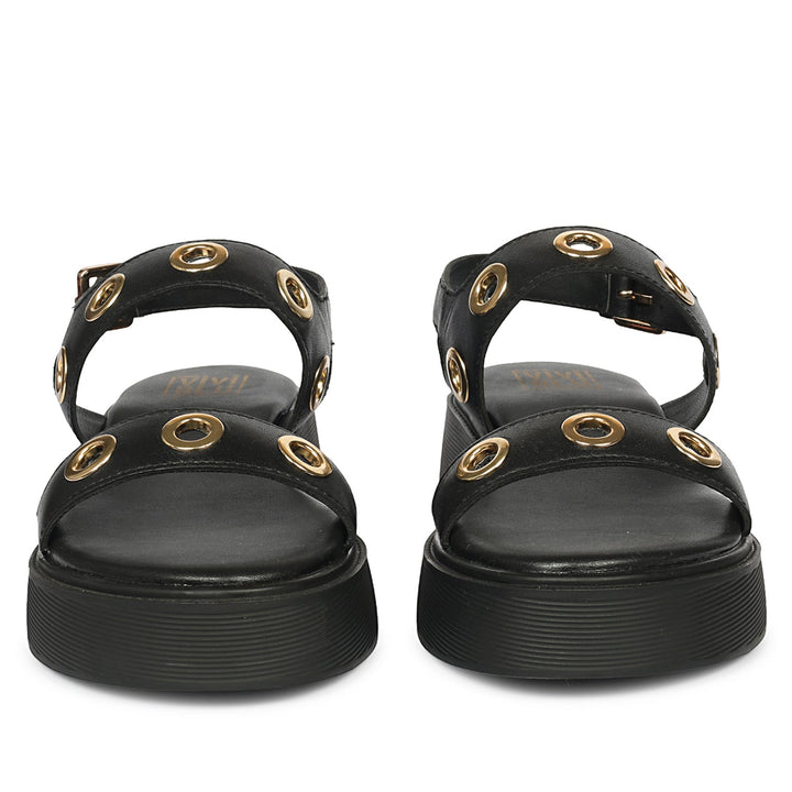 Marlowe Black Leather Platform Sandals