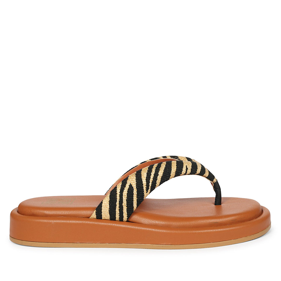 Jolene Beige Leather Flat Sandals
