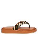 Jolene Beige Leather Flat Sandals