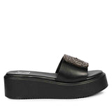 ViviBlu Platform Sandals With Black Leather