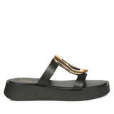 Avianna Black Leather Platform Sandals