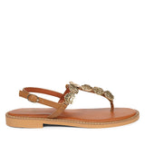 Averie Tan Leather Flat Sandals