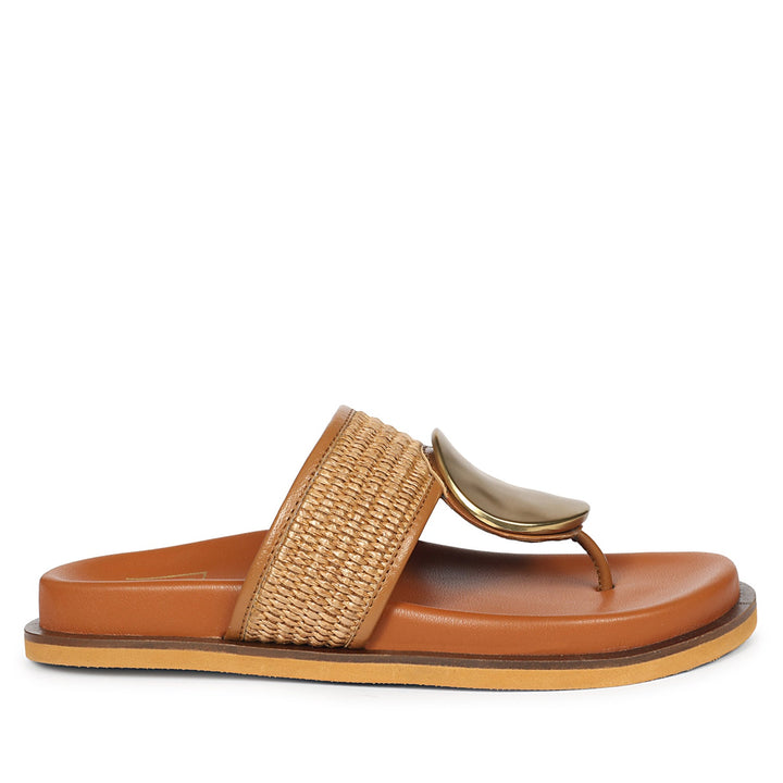 Nora Tan Leather Footbed Sandals