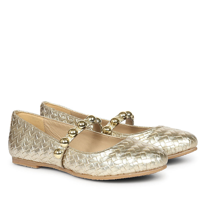 Emelia Gold Leather Ballerina
