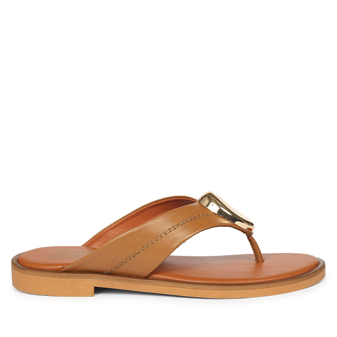 Leyla Tan Leather Flat Sandals