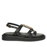 Melany Black Leather Platform Sandals