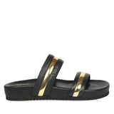 Daniela Black Leather Footbed Sandals