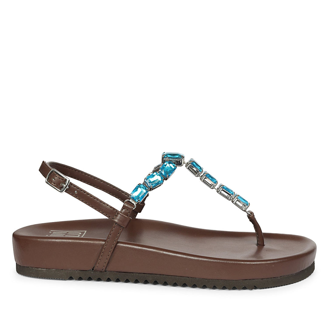Vivian Brown Leather Footbed Sandals