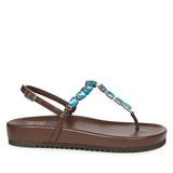 Vivian Brown Leather Footbed Sandals
