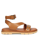 Brinley Tan Leather Flat Sandals