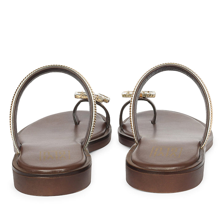 Stevie Brown Leather Flat Sandals