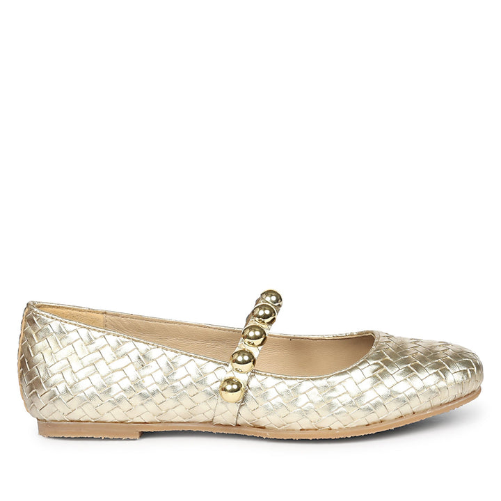 Emelia Gold Leather Ballerina