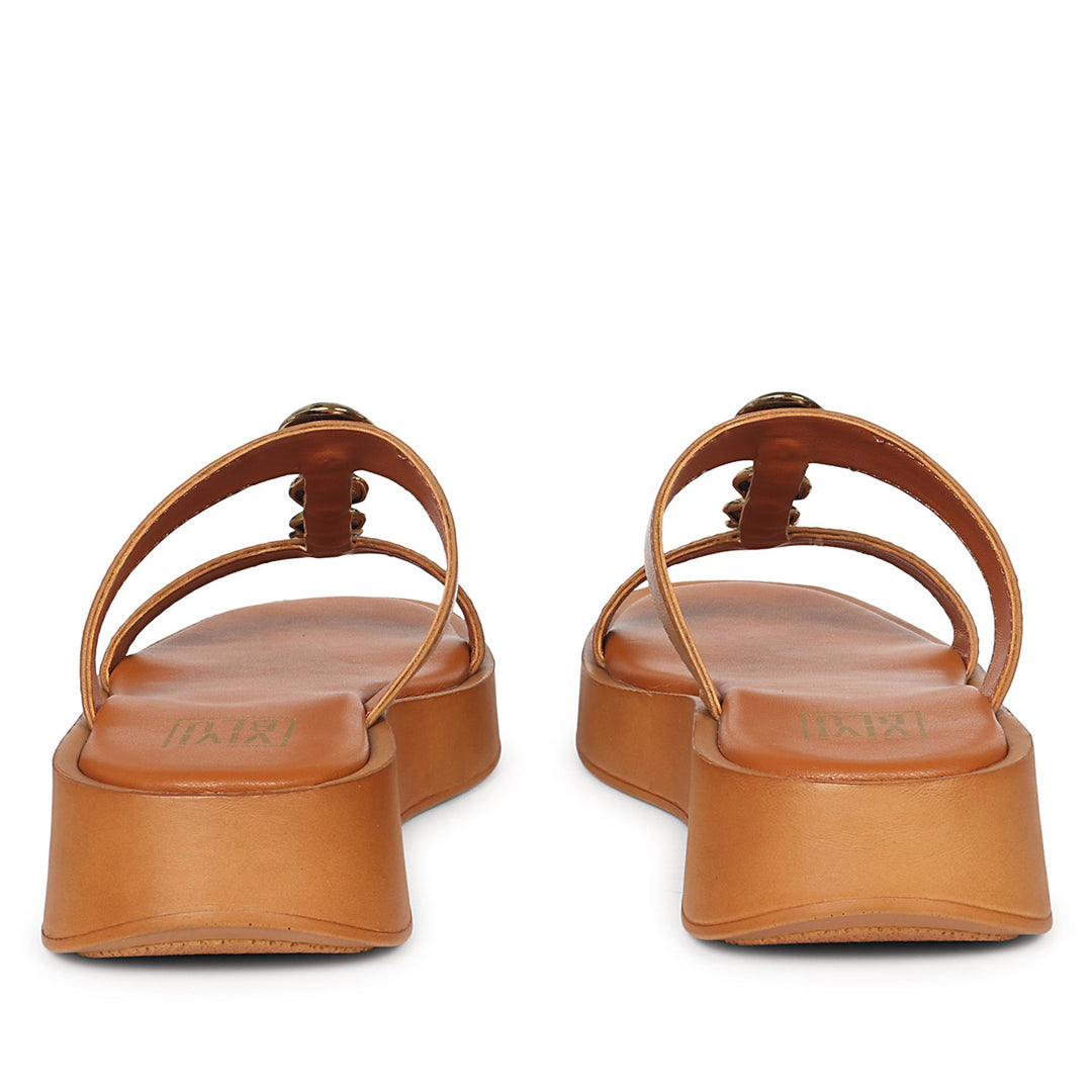 Sariyah Tan Leather Platform Sandals