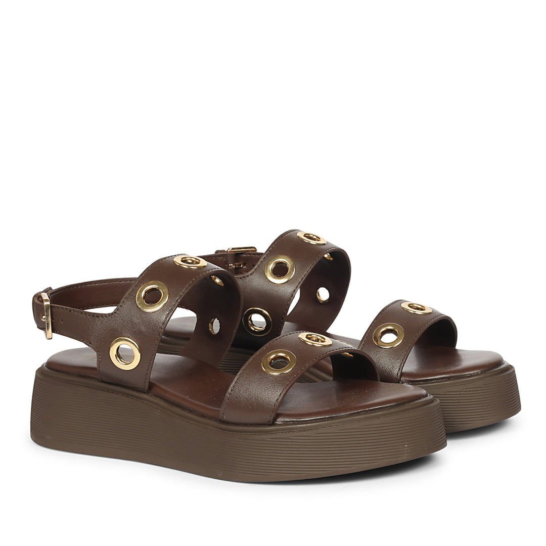 Marlowe Dark Brown Leather Platform Sandals