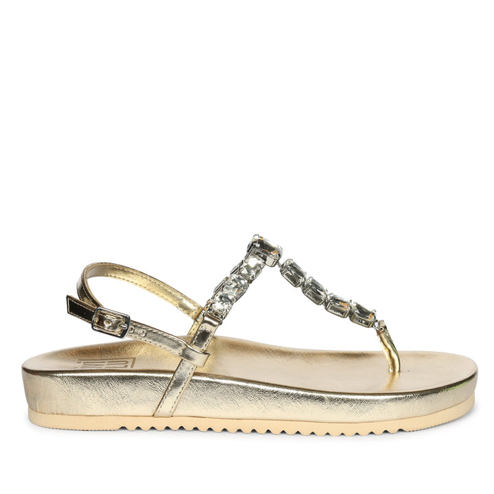 Vivian Platin Leather Footbed Sandals