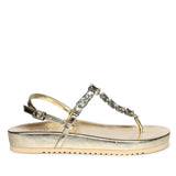 Vivian Platin Leather Footbed Sandals