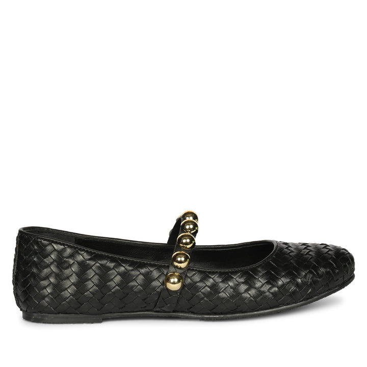 Emelia Black Leather Ballerina