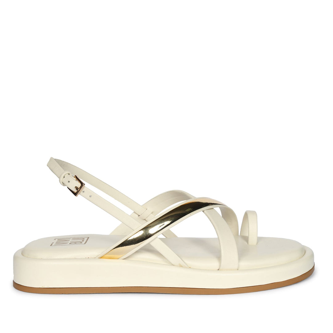 Camille Off White Leather Platform Sandals