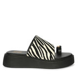 Madelyn Black White Zebra Leather Platform Sandals