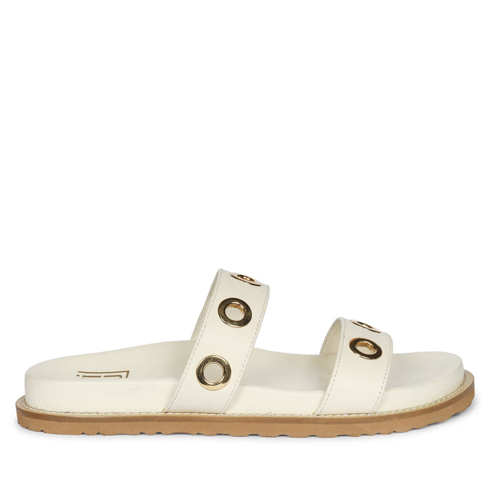Davina Off White Leather Footbed Sandals