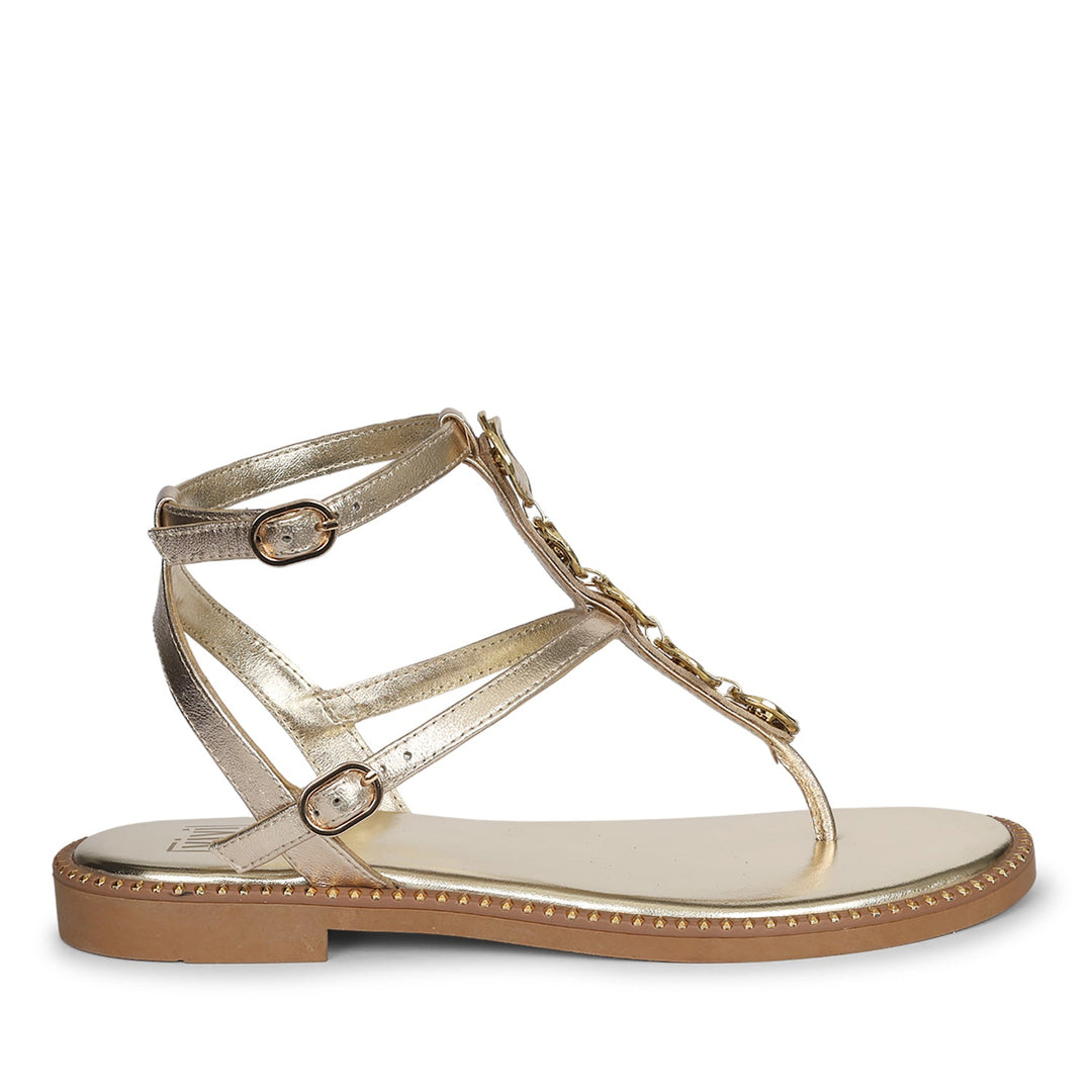 Gloria Off White Leather Flat Sandals