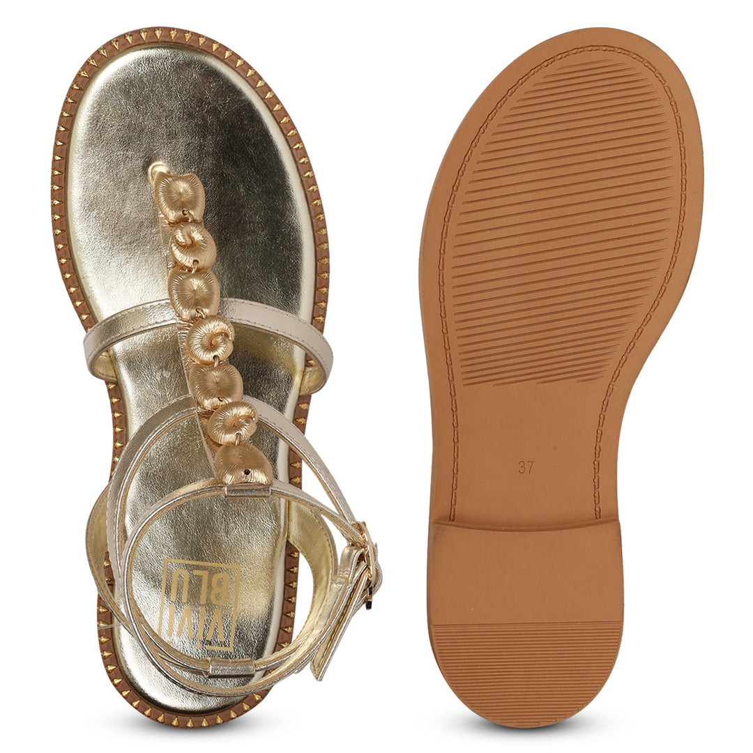 Estelle Platin Leather Flat Sandals