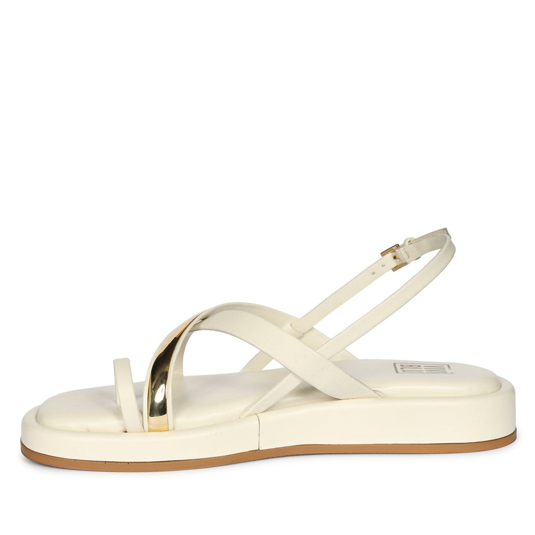 Camille Off White Leather Platform Sandals