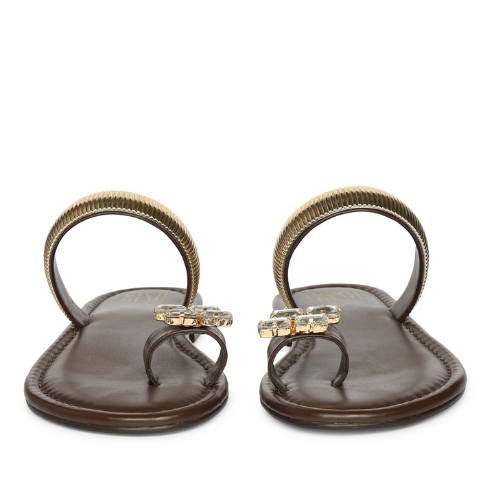 Stevie Brown Leather Flat Sandals