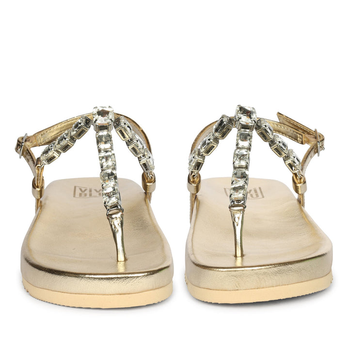 Vivian Platin Leather Footbed Sandals