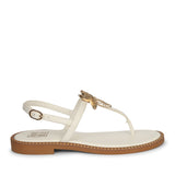 Melanie Off White Leather Flat Sandals