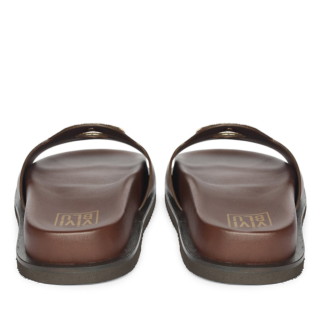 Tilda Brown Leather Flat Sandals