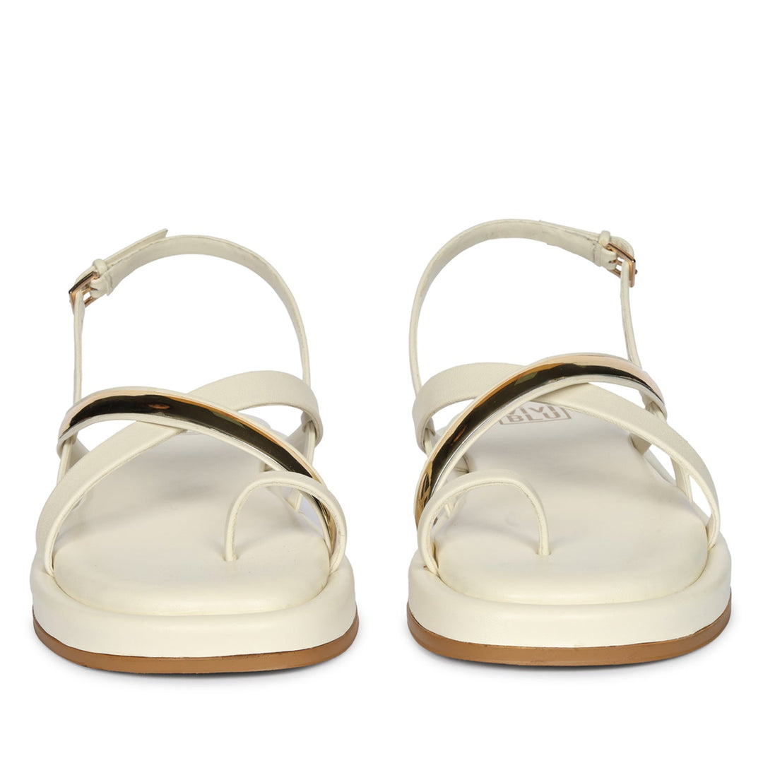 Camille Off White Leather Platform Sandals