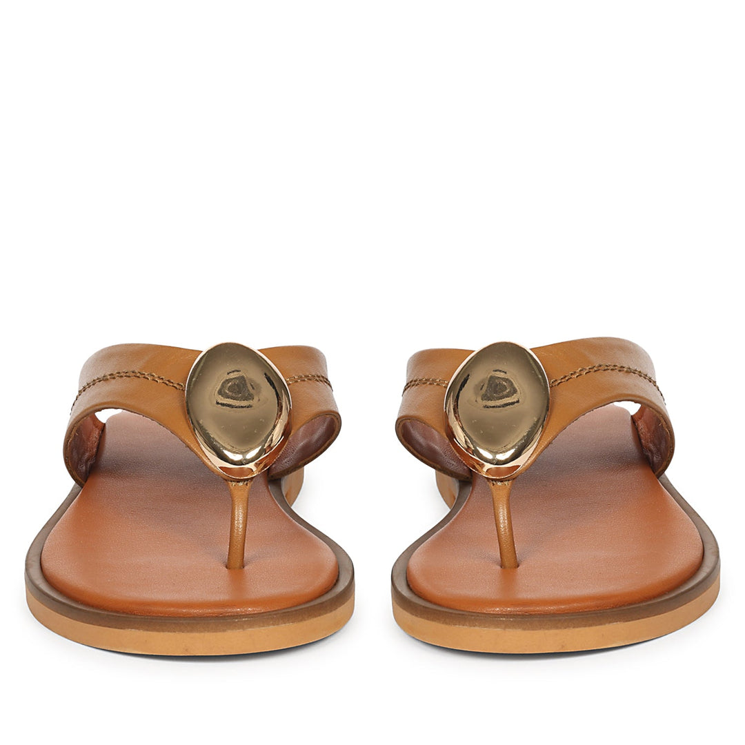 Leyla Tan Leather Flat Sandals