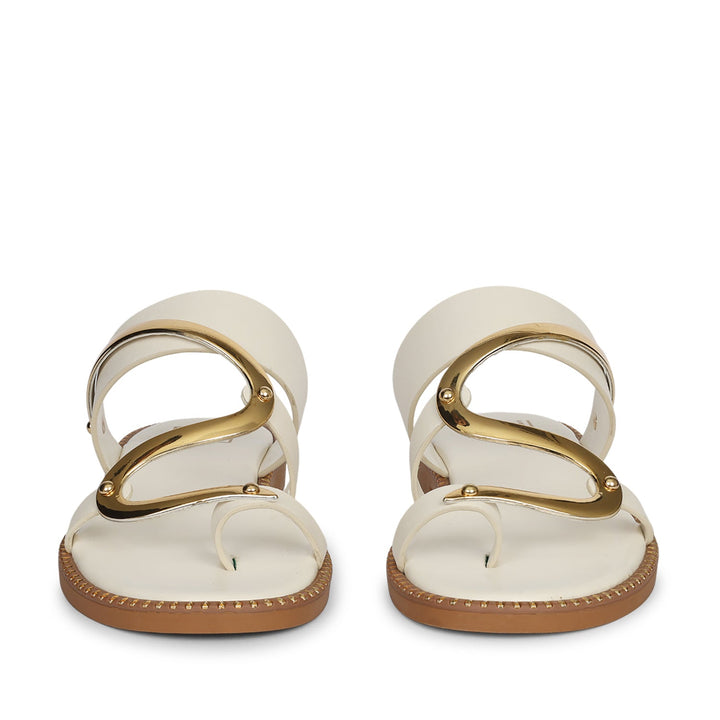 Layla Off White Leather Flat Sandals