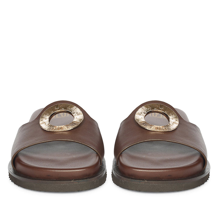Tilda Brown Leather Flat Sandals