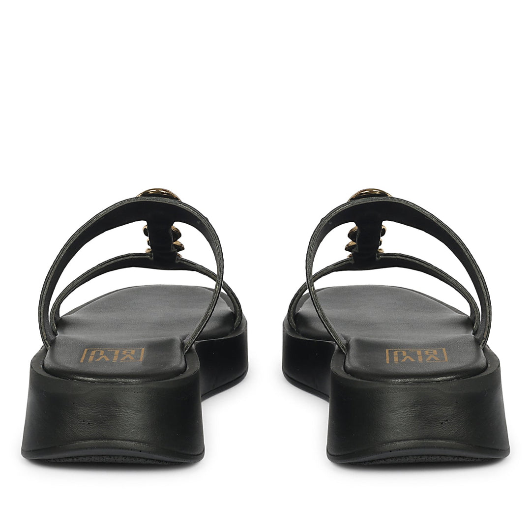 Sariyah Black Leather Platform Sandals