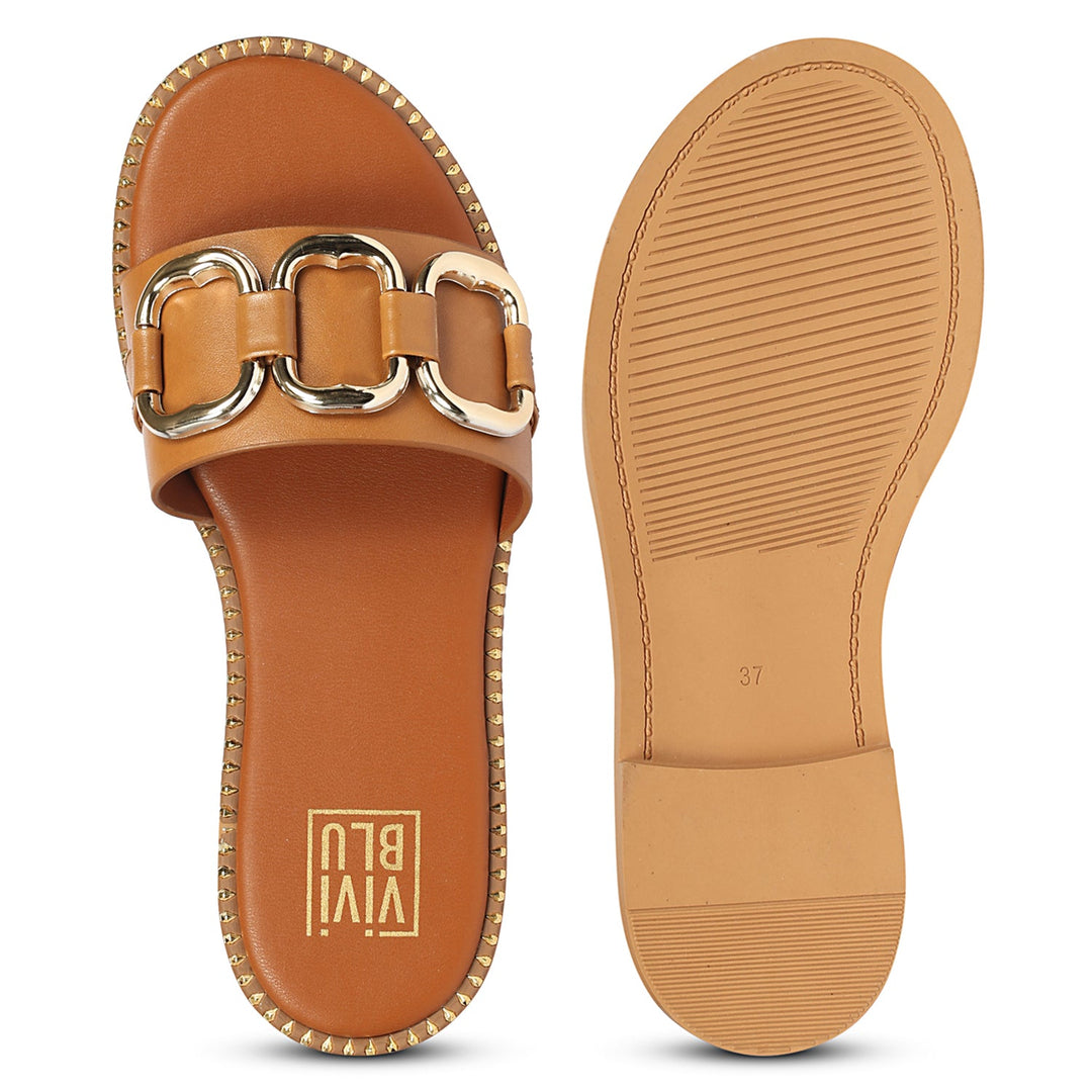Eileen Tan Leather Flat Sandals