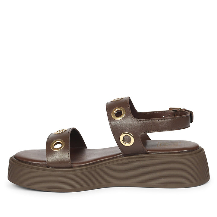 Marlowe Dark Brown Leather Platform Sandals