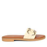 Eileen Off White Leather Flat Sandals