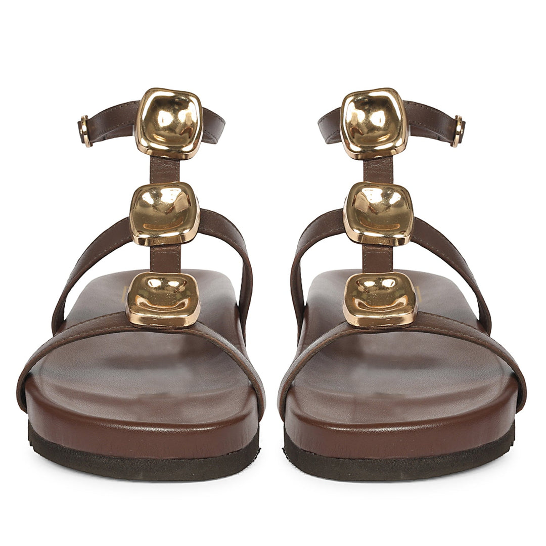 Ellie Brown Leather Footbed Sandals