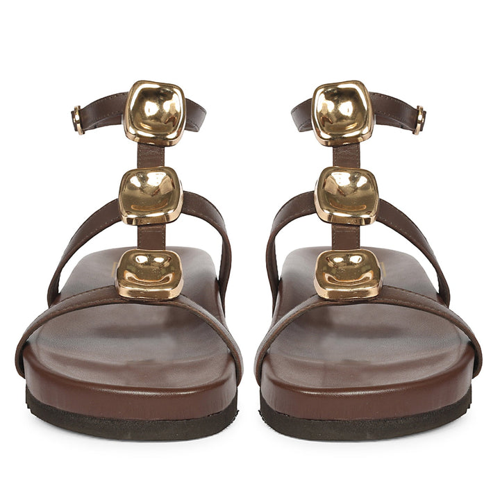 Ellie Brown Leather Footbed Sandals